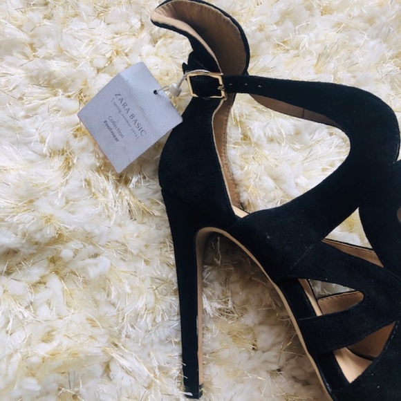 Zara Black Caged Open Toe Heels Size 9 - Picture 7 of 8